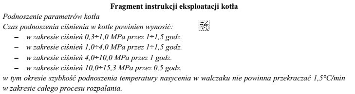 Ile powinien wynosić czas podnoszenia ciśnienia w kotle w 
