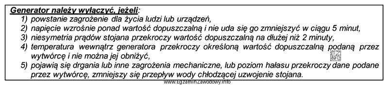 Z informacji zawartych w tabeli wynika, że jeżeli generator 