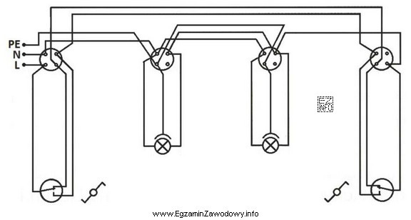 W instalacji oświetleniowej klatki schodowej, której schemat przedstawiono 