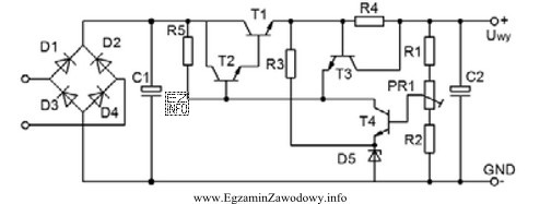 Na schemacie przedstawionym na rysunku element opisany D5 jest diodą