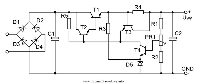 Na schemacie przedstawionym na rysunku element opisany D5 jest diodą