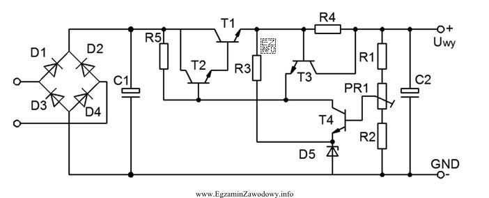 Na schemacie przedstawionym na rysunku element opisany D5 jest diodą