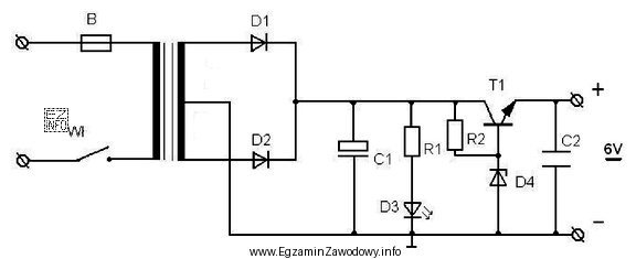 ~230V Zadaniem kondensatora C1 w układzie, którego schemat 