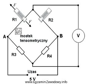 Jaką wartość napięcia wskaże woltomierz przy zerowej sile 
