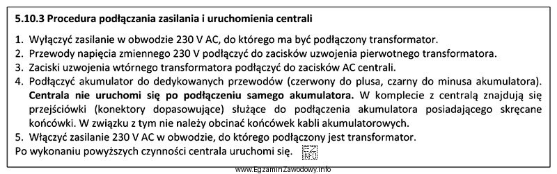 Na podstawie zamieszczonego fragmentu instrukcji instalatora centrali alarmowej określ 