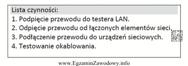 Wskaż właściwą kolejność wykonywania czynności związanych 