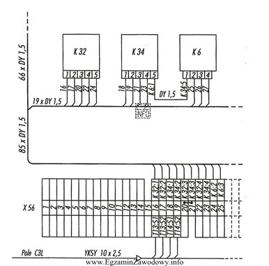 Na rysunku zamieszczono fragment schematu połączeń wewnętrznych 