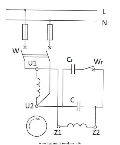 Na rysunku zamieszczono schemat układu połączeń jednofazowego 