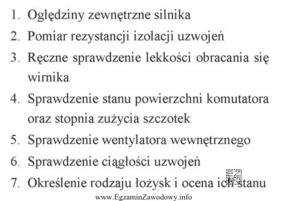 W celu oceny stanu mechanicznego silnika prądu stałego 