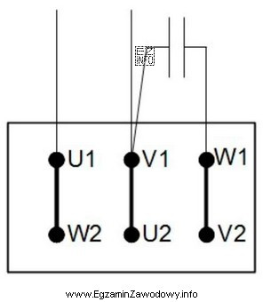 Na rysunku przedstawiono układ podłączenia silnika