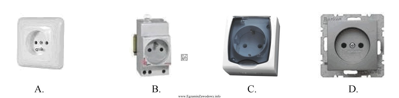 Na którym rysunku zamieszczono gniazdo wtyczkowe bryzgoszczelne?