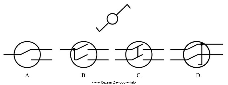 Który schemat montażowy łącznika odpowiada symbolowi 