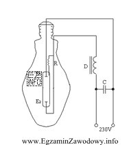 Rysunek przedstawia schemat lampy z układem zapłonowym. Jaka 