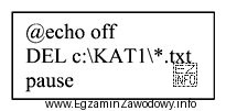 Jaki będzie efekt wykonania, w systemie Windows, pliku wsadowego 