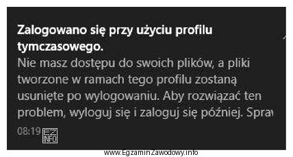 Użytkownik domeny podczas logowania widzi komunikat przedstawiony na rysunku, 