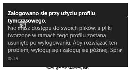 Użytkownik domeny podczas logowania widzi komunikat przedstawiony na rysunku, 