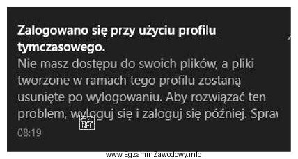Użytkownik domeny podczas logowania widzi komunikat przedstawiony na rysunku, 