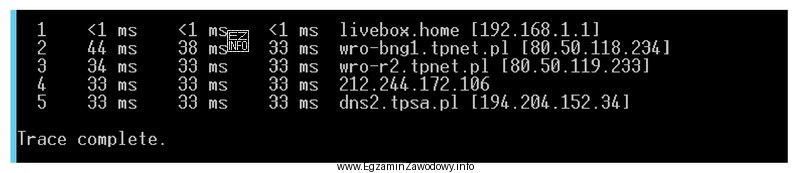 Które polecenie systemu Windows zostało zastosowane do sprawdzenia 