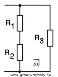 Trzy rezystory o wartościach R1=R2=5Ω oraz R3=10Ω połą