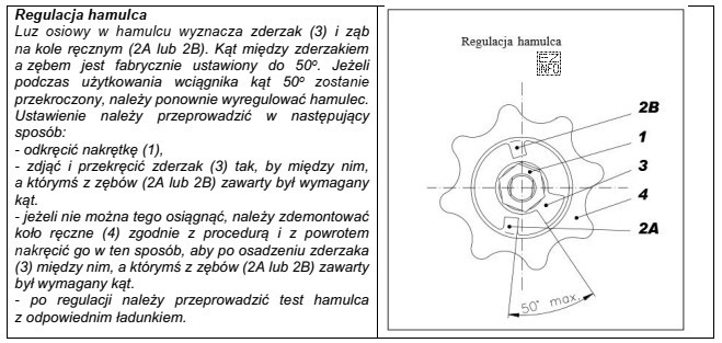 Na podstawie instrukcji regulacji hamulca wciągnika określ, mię