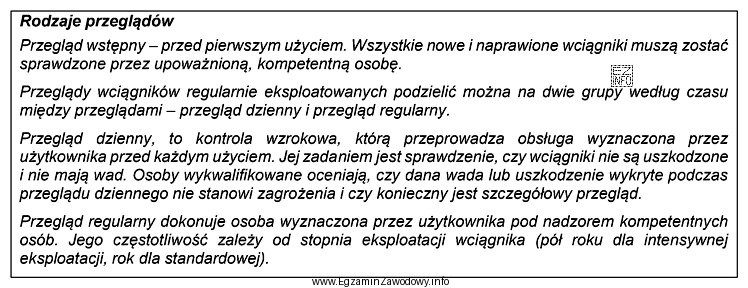 Na podstawie informacji zamieszczonych w tabeli wskaż, który przeglą
