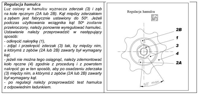 Na podstawie instrukcji regulacji hamulca wciągnika określ, mię