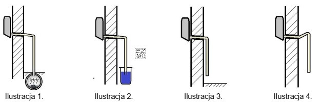 Na której ilustracji przestawiono prawidłowe wykonanie odprowadzenia skroplin 