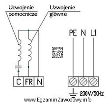 Na schemacie przedstawiono podłączenie silnika