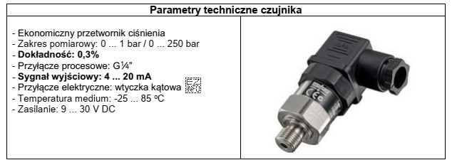 Które przyłącze procesowe jest zastosowane w przedstawionym czujniku?