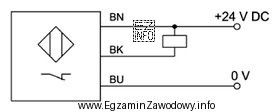 Czujnik przedstawiony na schemacie ma wyjścia sygnałowe typu