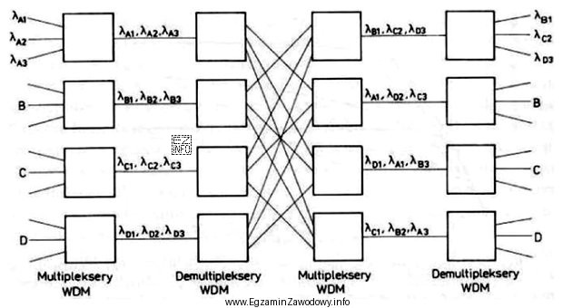 Którą topologię selektywnej sieci WDM przedstawiono na rysunku?