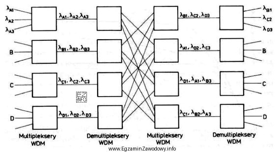 Którą topologię selektywnej sieci WDM przedstawiono na rysunku?