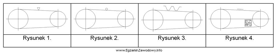 Symbol graficzny przekładni z pasem okrągłym, któ