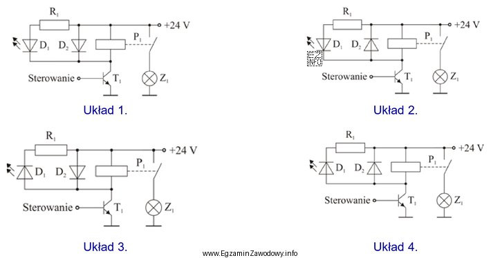 W którym układzie diody D<sub>1</sub> i 