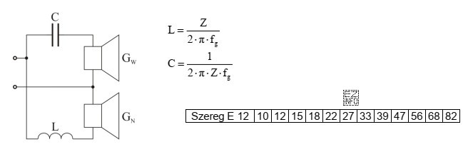 Na ilustracji przedstawiono dwudrożną zwrotnicę zestawu głośnikowego. 