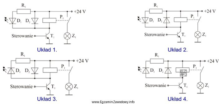 W którym układzie diody D<sub>1</sub> i 