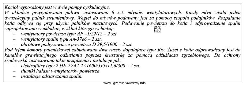 W tabeli przedstawiono fragment danych technicznych kotła BB – 1150. Któ