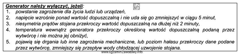 Z informacji zawartych w tabeli wynika, że jeżeli generator 