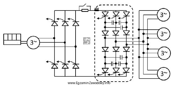 Linią przerywaną na schemacie zaznaczono