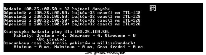Rysunek przedstawia raport sprawdzający połączenie pomiędzy stacjami 