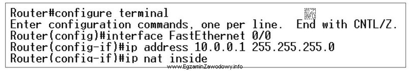 Przedstawione polecenia, uruchomione w interfejsie CLI rutera firmy CISCO, spowodują