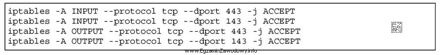 Przedstawiony fragment konfiguracji zapory sieciowej zezwala na ruch sieciowy z 