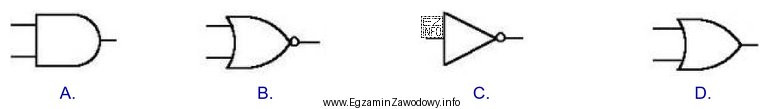 Wskaż rysunek przedstawiający symbol bramki logicznej NOT.