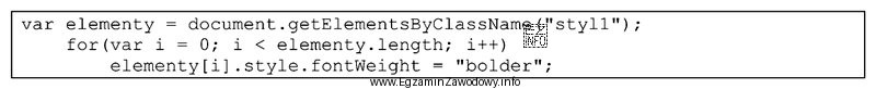 Jaki będzie efekt wykonania przedstawionych instrukcji JavaScript?
