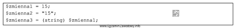 Na podstawie przypisania wartości do zmiennych zapisanych w ję