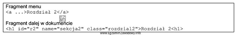 Na podstawie fragmentu dokumentu HTML, określ co należy 