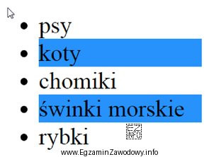 Wskaż styl CSS za pomocą którego został uzyskany przedstawiony 