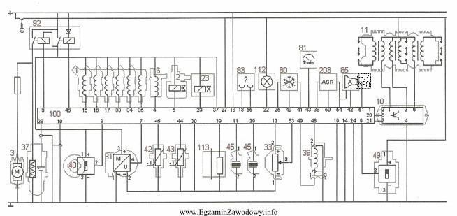 Którym numerem oznaczono na schemacie elektrycznym czujnik Halla na 