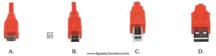 Wskaż wtyczkę USB typu B.