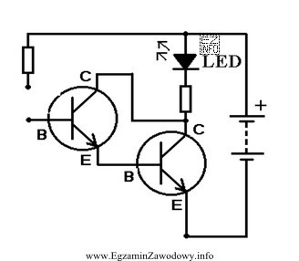Tranzystory przedstawione na schemacie elektrycznym połączone są w ukł